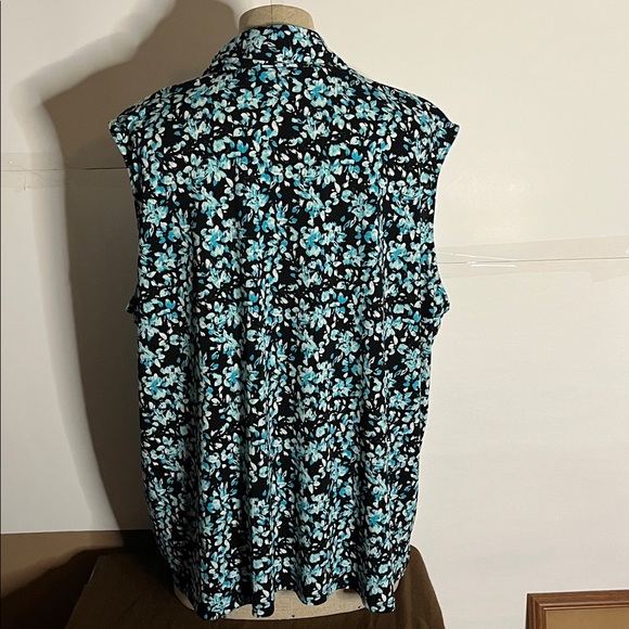 Plus size sleeveless blouse sailor tie metal clip roomy stretch - Picture 6 of 6